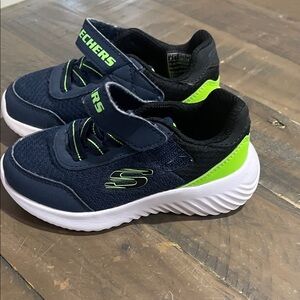 Skechers Kids Navy and Lime Sneakers